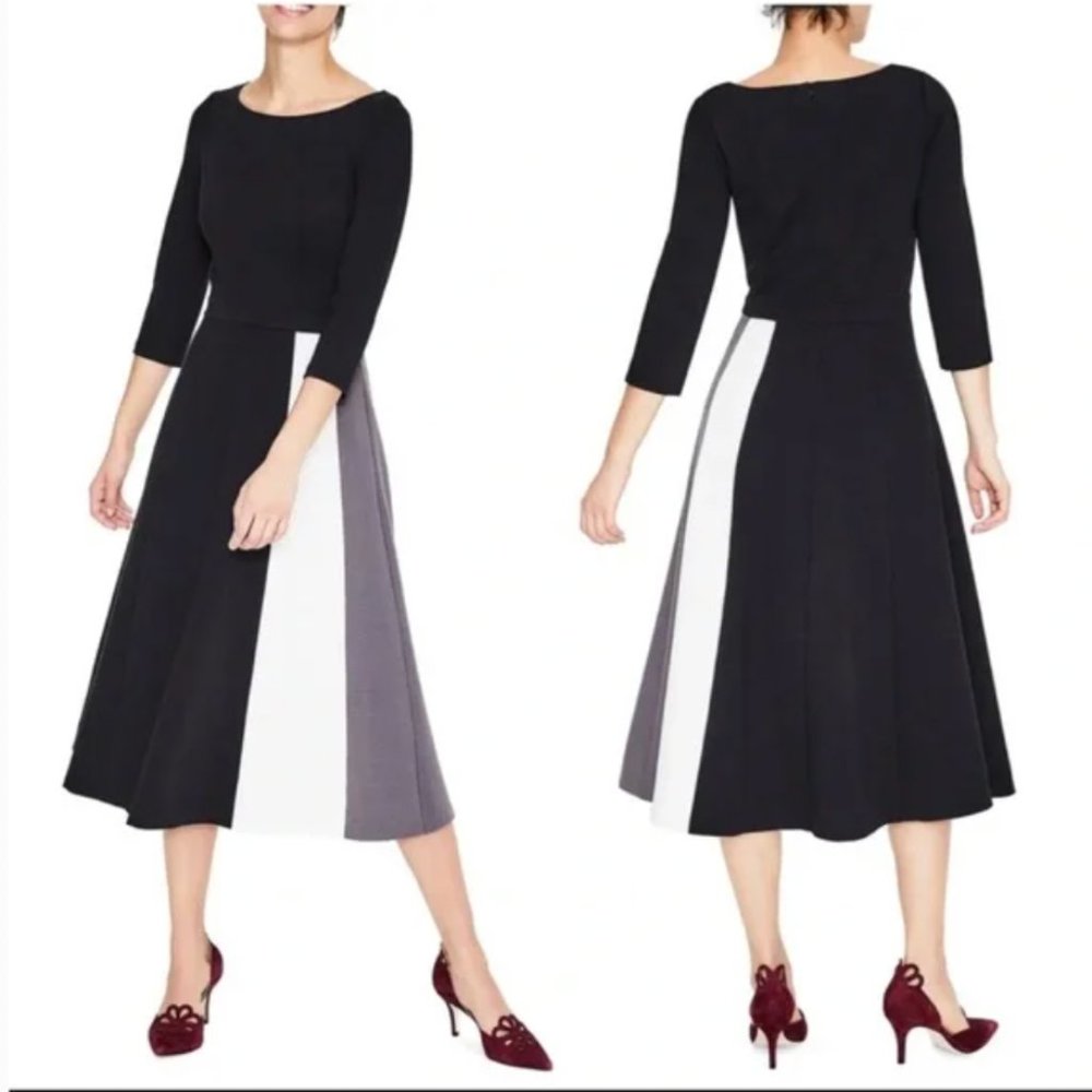 BODEN black white gray Claudia ponte midi dress - size 2P